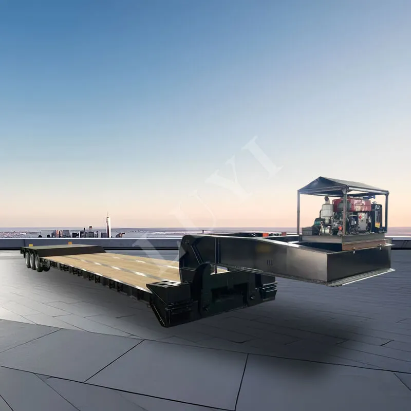 Lled-ôl-gerbyd Gooseneck Lowboy datodadwy 3-echel