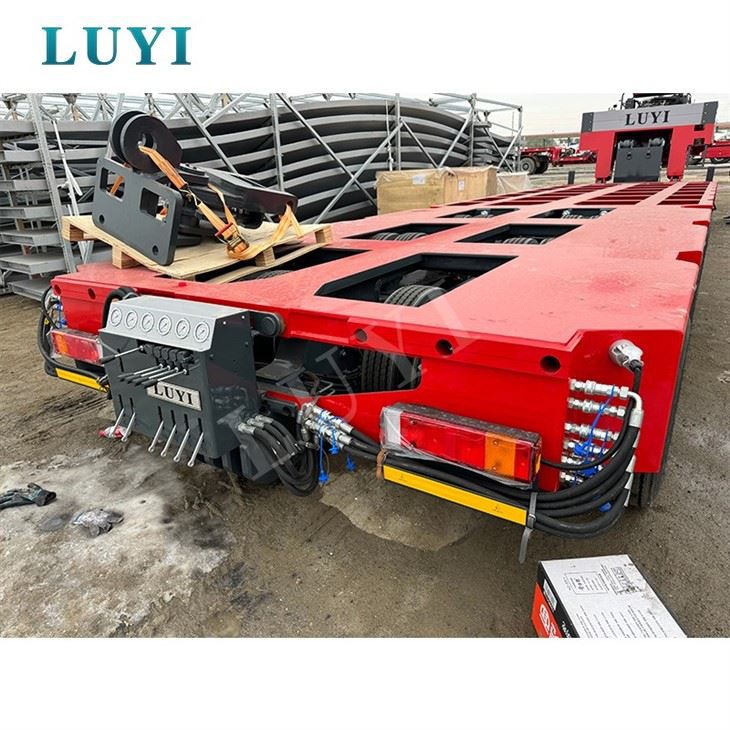 4 Axle Gooseneck Heavy Duty Low Bed Semi Trailer With A Load Capacity Of 80-100 Tons high quality 4 Axle Gooseneck Heavy Duty Low Bed Semi Trailer With A Load Capacity Of 80-100 Tons high quality