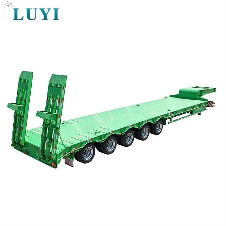 5 Axle Low Flatbed Semi Trailer Low Bed Semi Trailer For Heavy Cargo Transport manufacturers