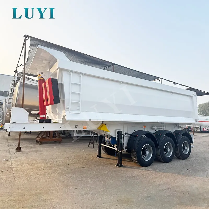 Three-axle U-shaped Hydraulic Adjustable Rear-tipping Semi-trailer high quality